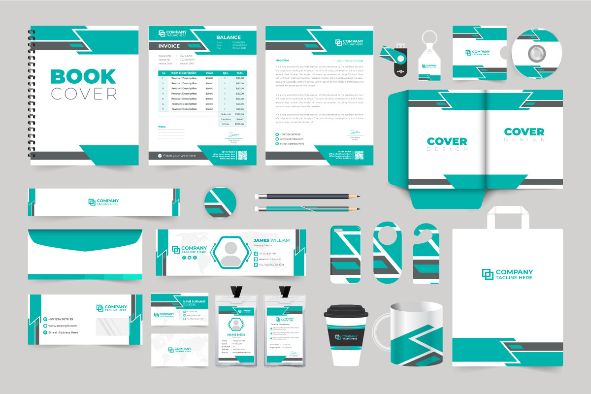 Office stationery template collection vector