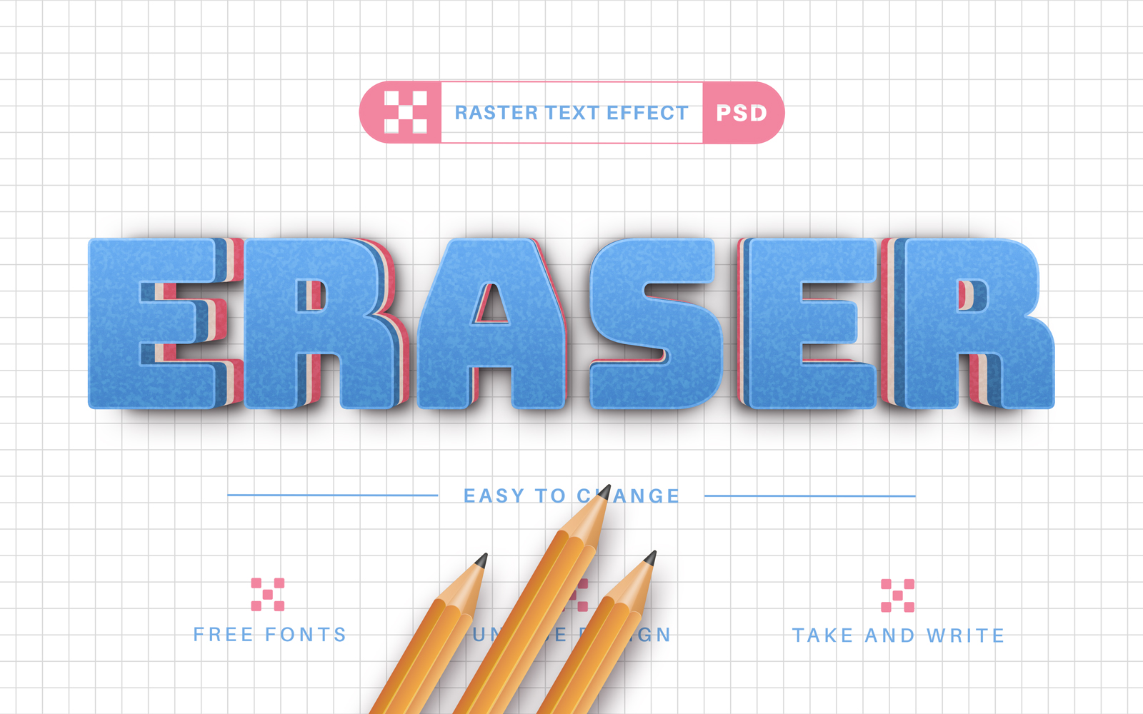 PSD Eraser - Editable Text Effect,  Font Style