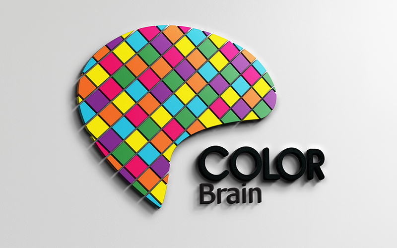 Creative and unique Geometrical Brain color logo design