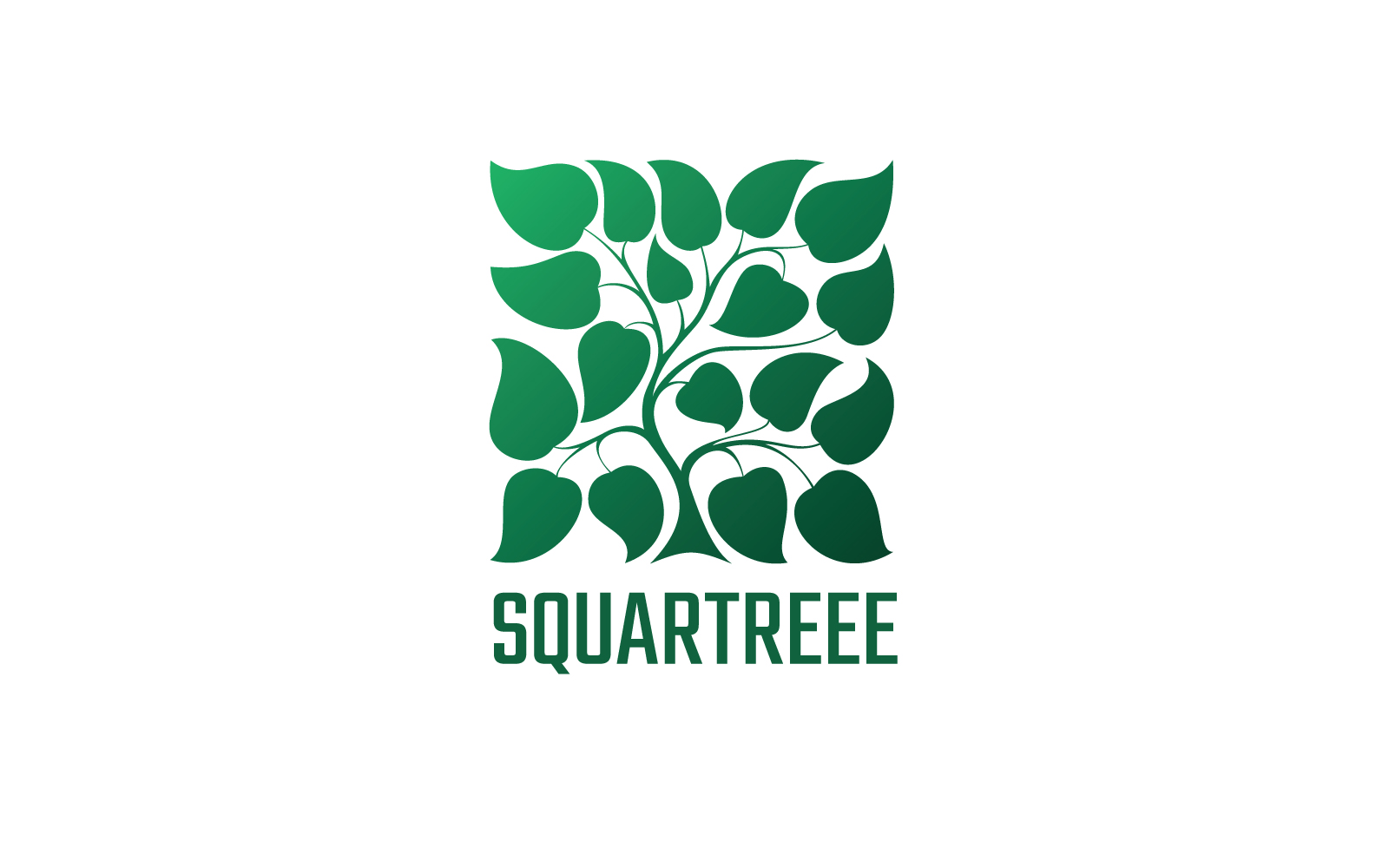 Square Tree Logo, Green Tree Leaves Squared