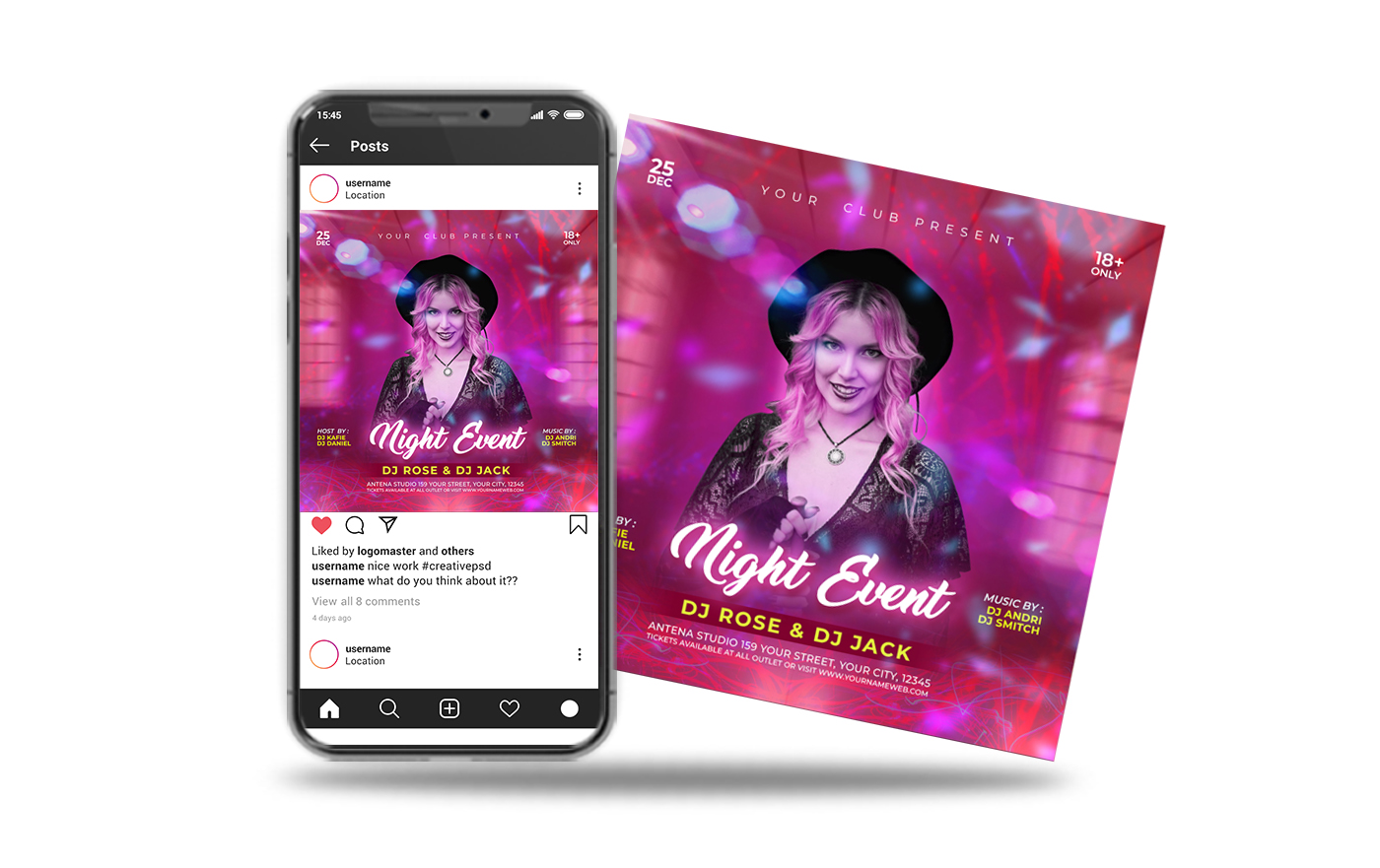 night event flyer or social media post