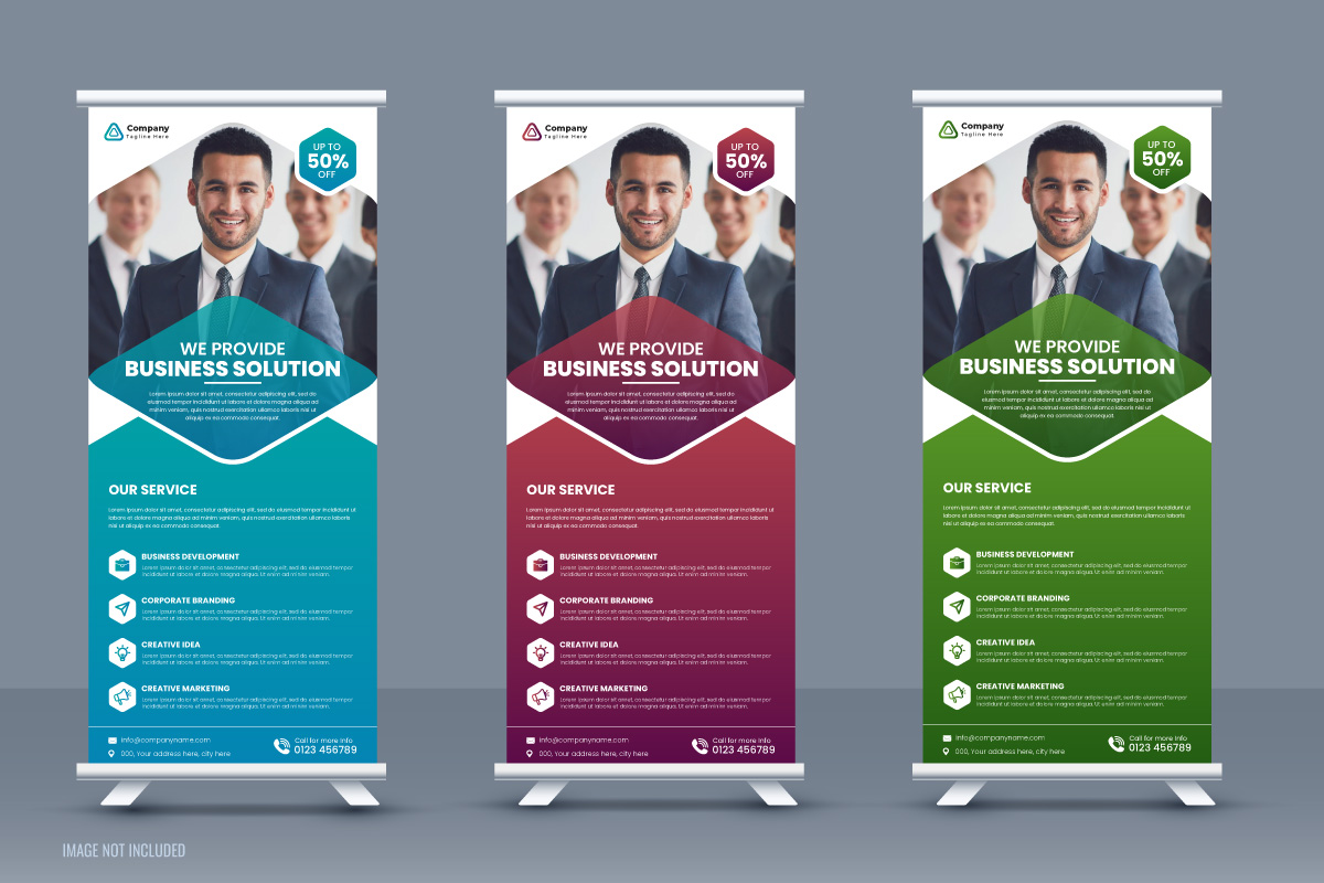 Creative business agency stands roll up banner design