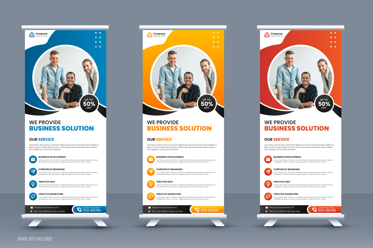 Corporate business rollup banner stand template design, modern portable stands xbanner layout