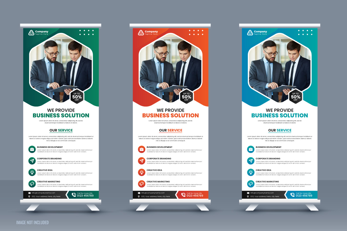 Business marketing rollup banner stand template design, modern portable stands xbanner layout