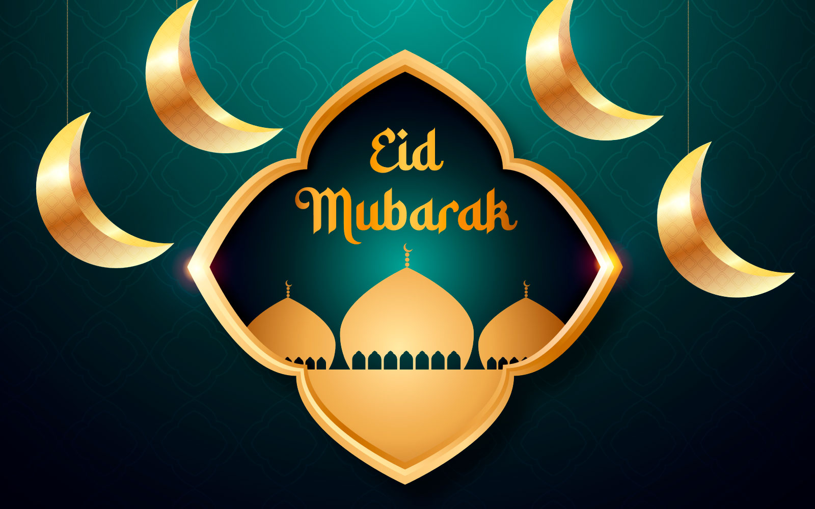 Eid mubarak arabic geometric pattern and islamic crescent moon
