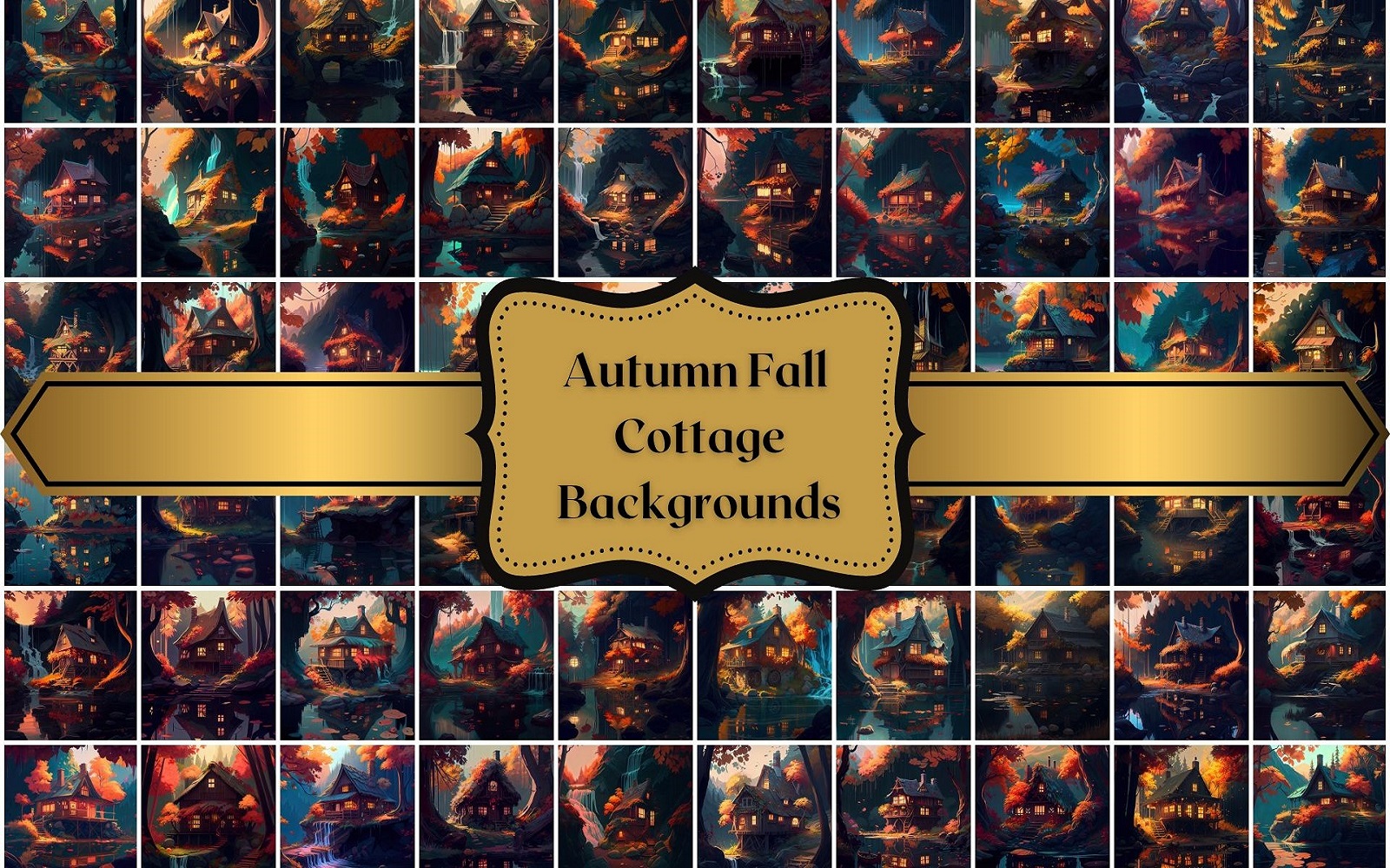 Autumn Fall Cottage Backgrounds