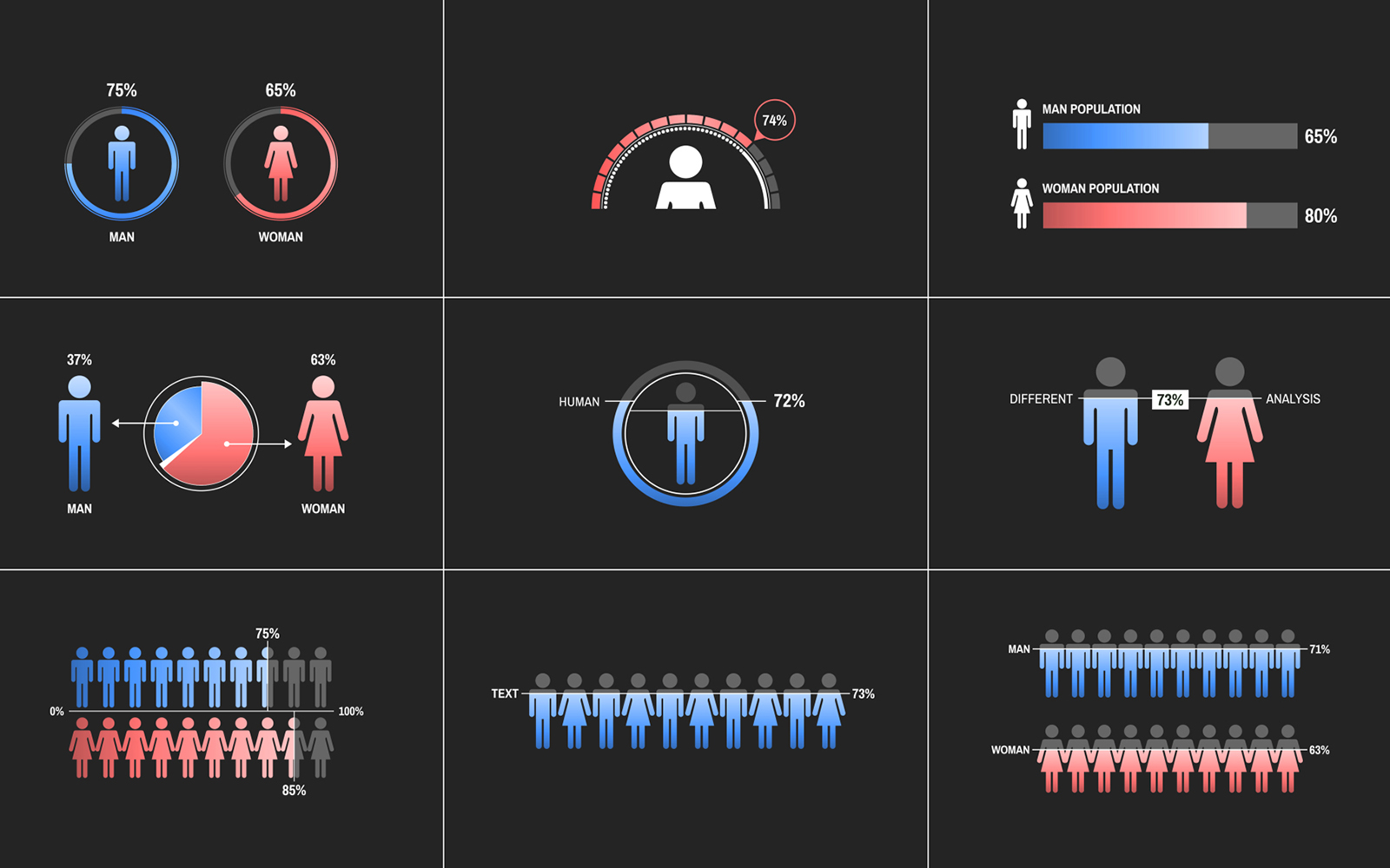 People & Human Infographic - Motion Graphic Template for Premiere Pro