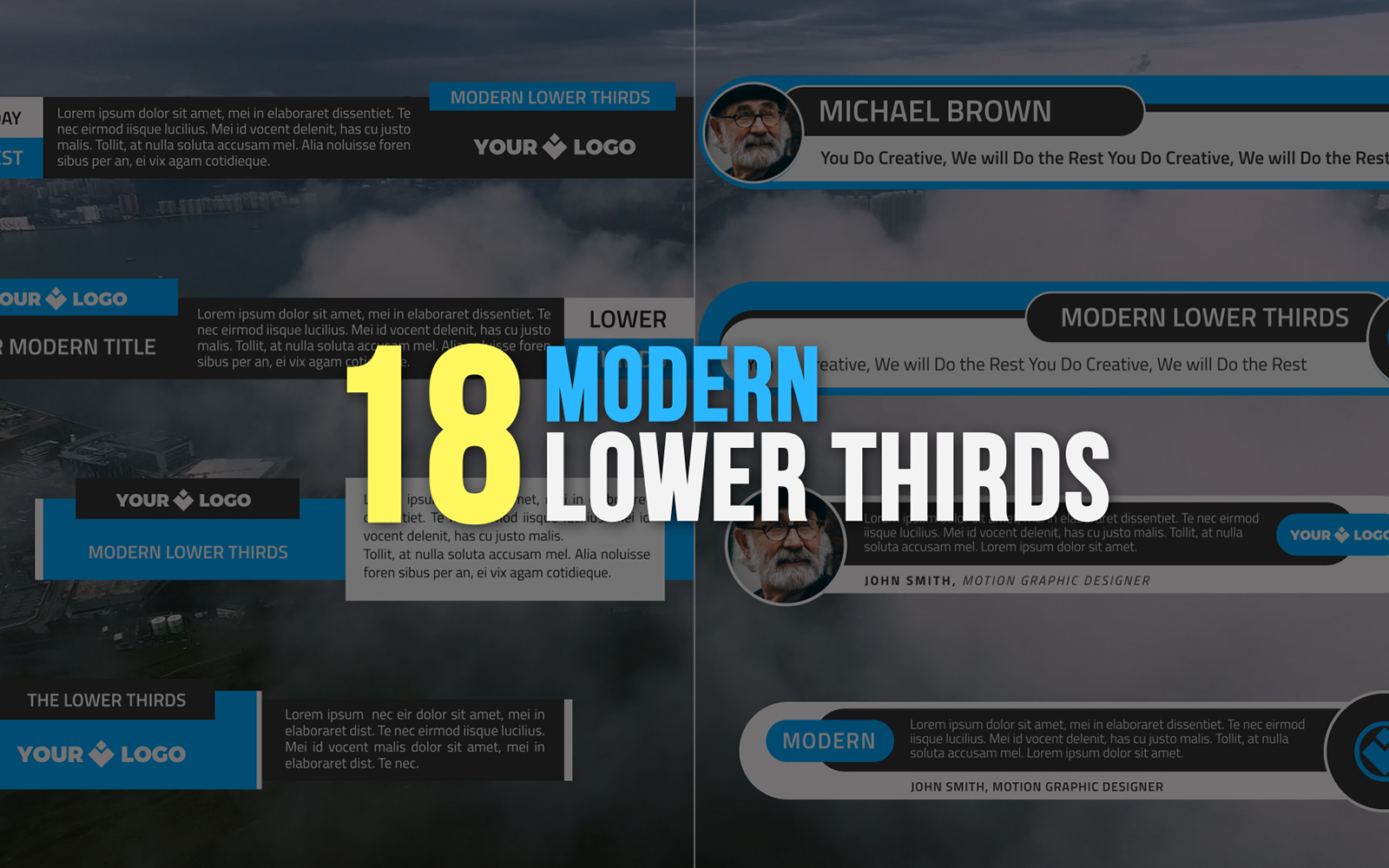 18 Modern Lower Thirds - Motion Graphic Template for Premiere Pro