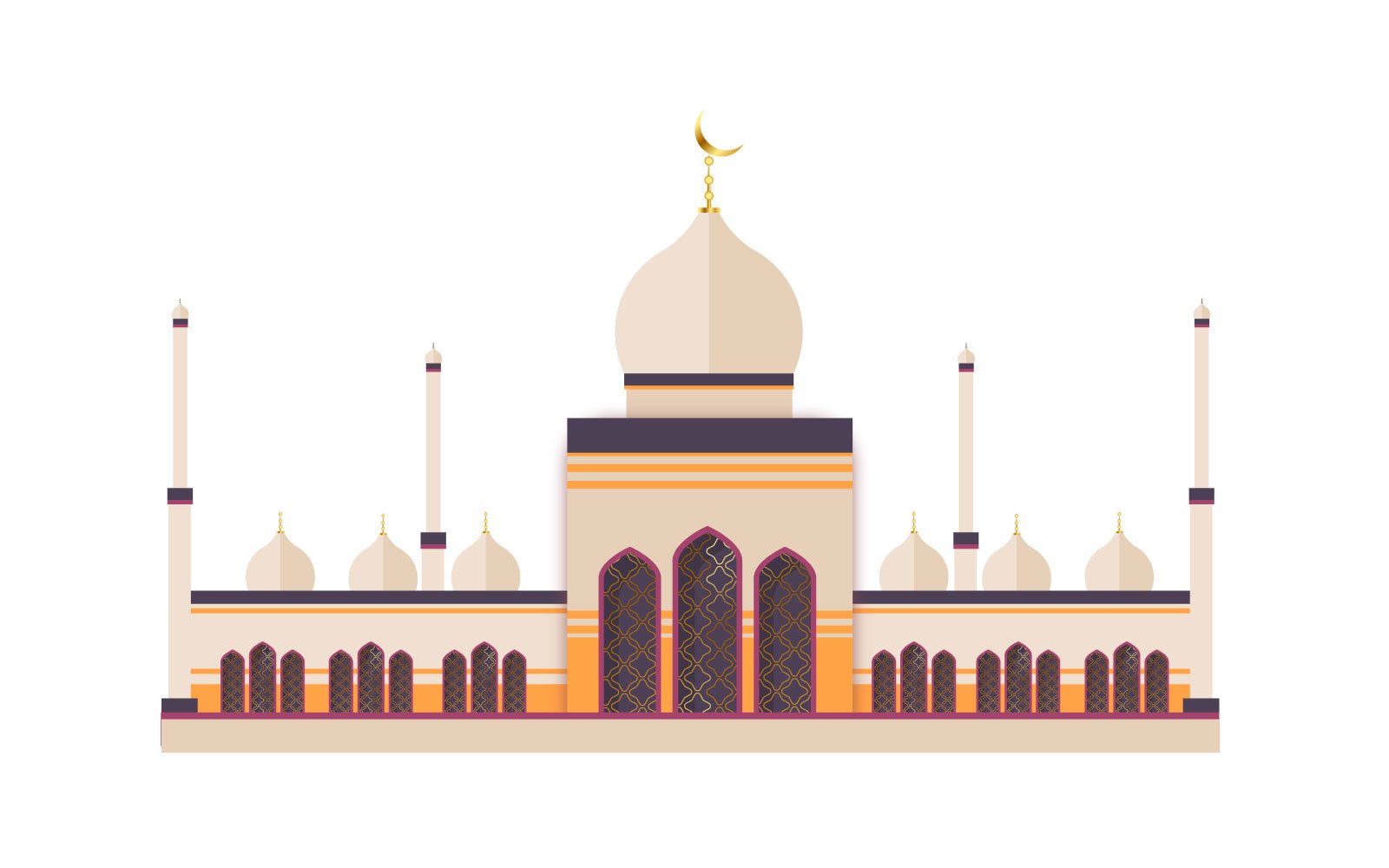 Vector eid mubarak background with mosque