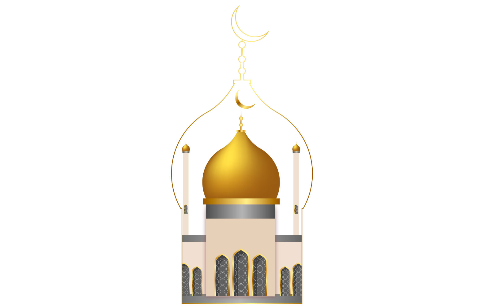 Eid mubarak background with mosque designs vector