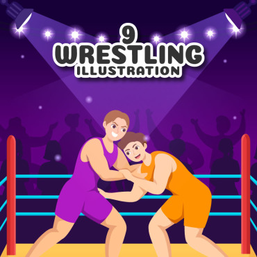 Sport Wrestling Illustrations Templates 312225