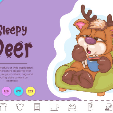 Sleepy Deer Vectors Templates 312232