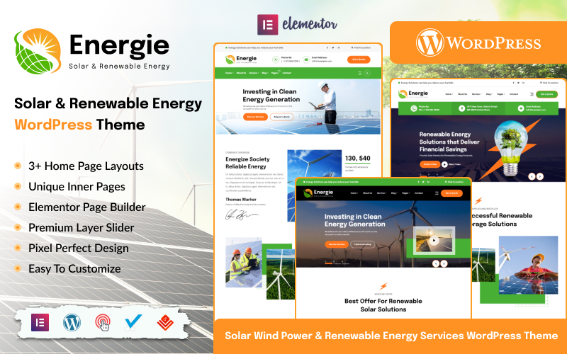 Energie - Solar and Renewable Energy WordPress Theme