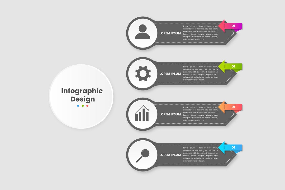 infographic design with circle for business template. Vector 3 steps concept