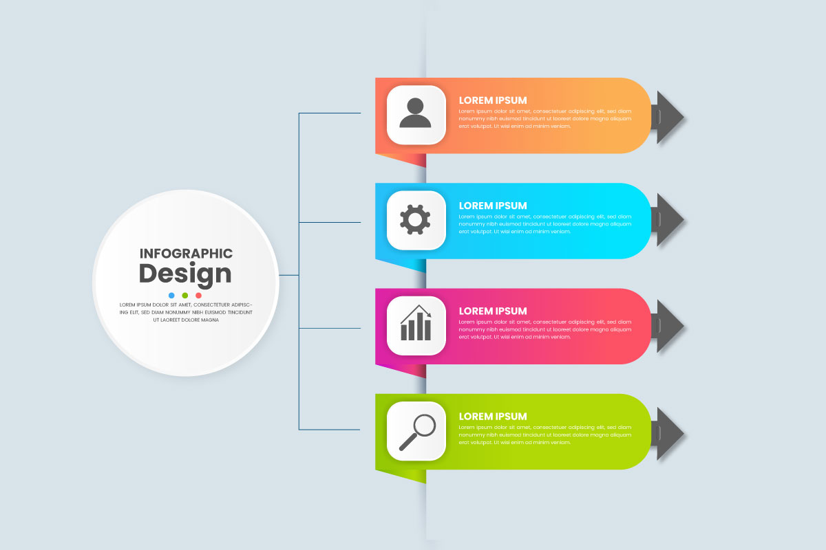 infographic design with circle for business template. Vector 4 steps