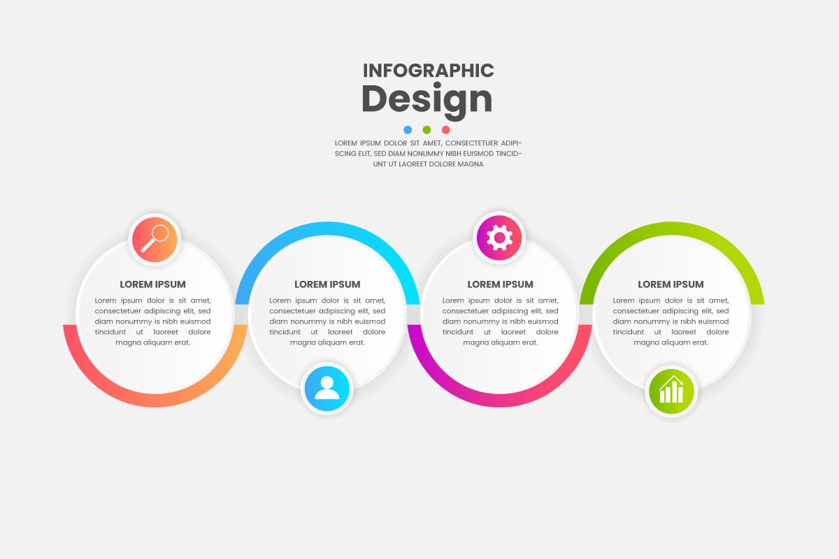 infographic design with circle for business template. Vector four steps