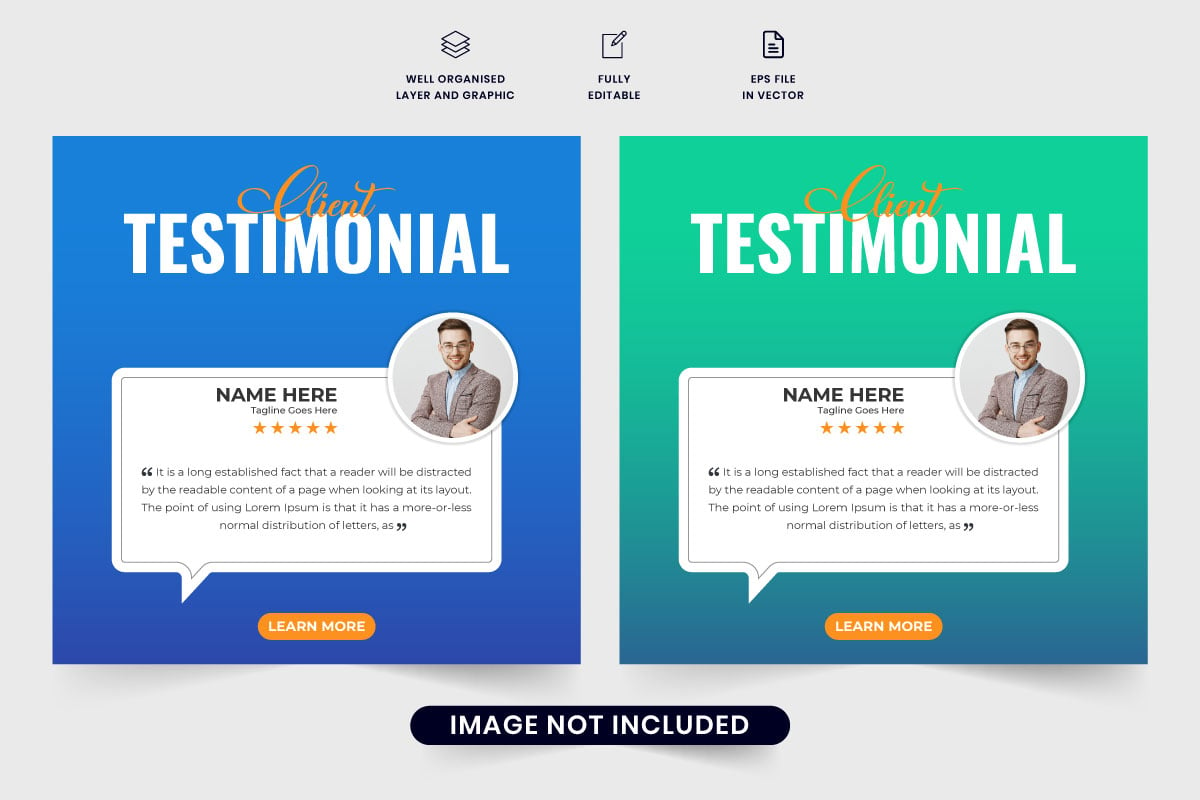 Client testimonial template design