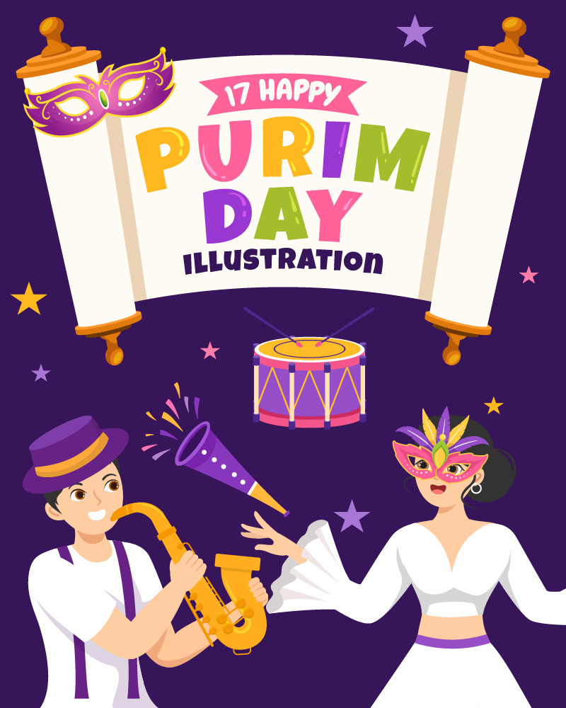 17 Happy Purim Day Illustration