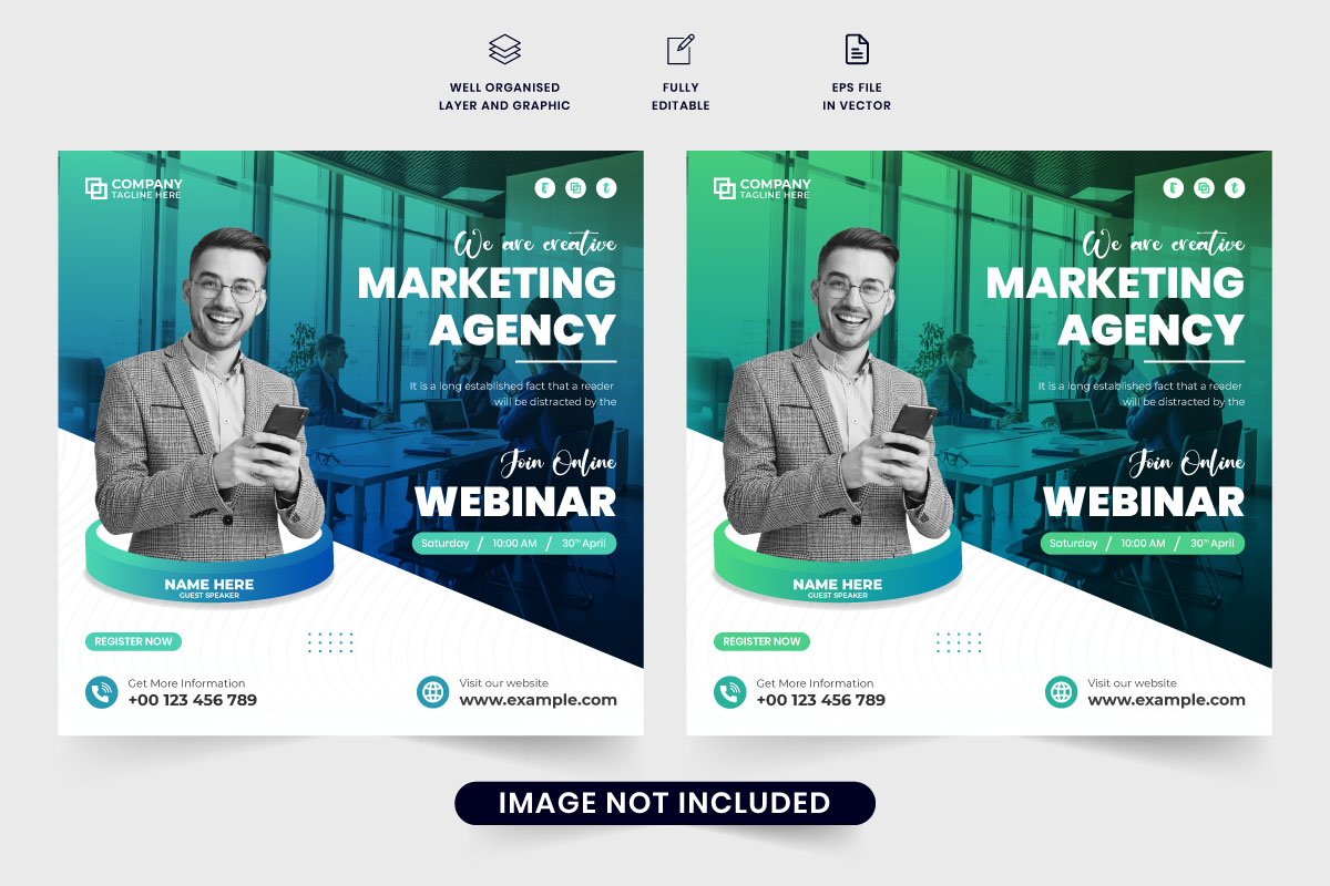 Agency web seminar template vector