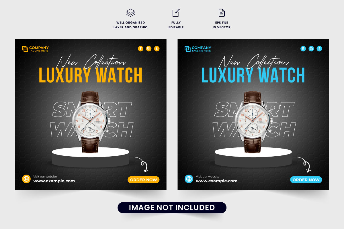 Wristwatch sale social media post vector design