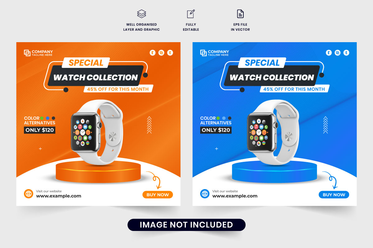 Smartwatch social media post vector