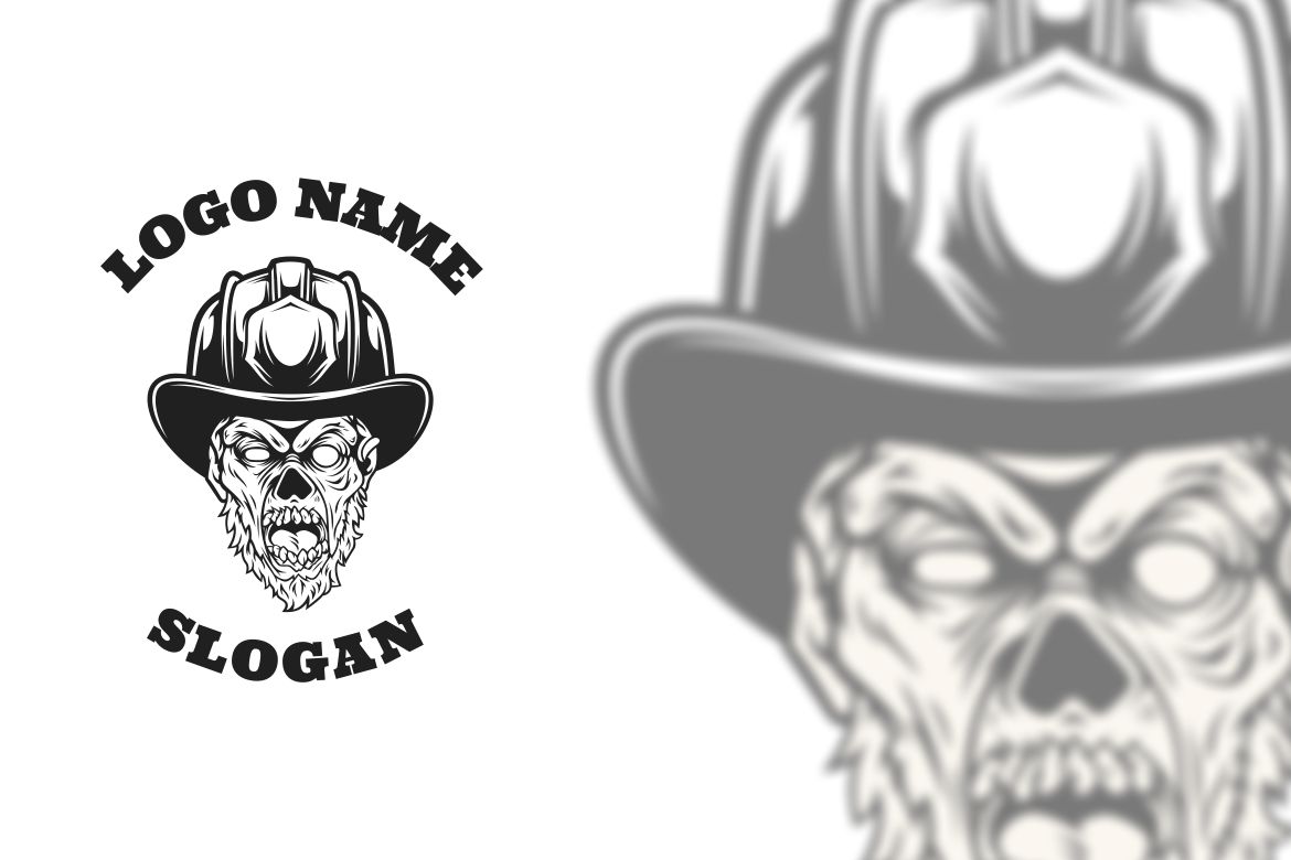 Zombie Firefighter Graphic Logo Design