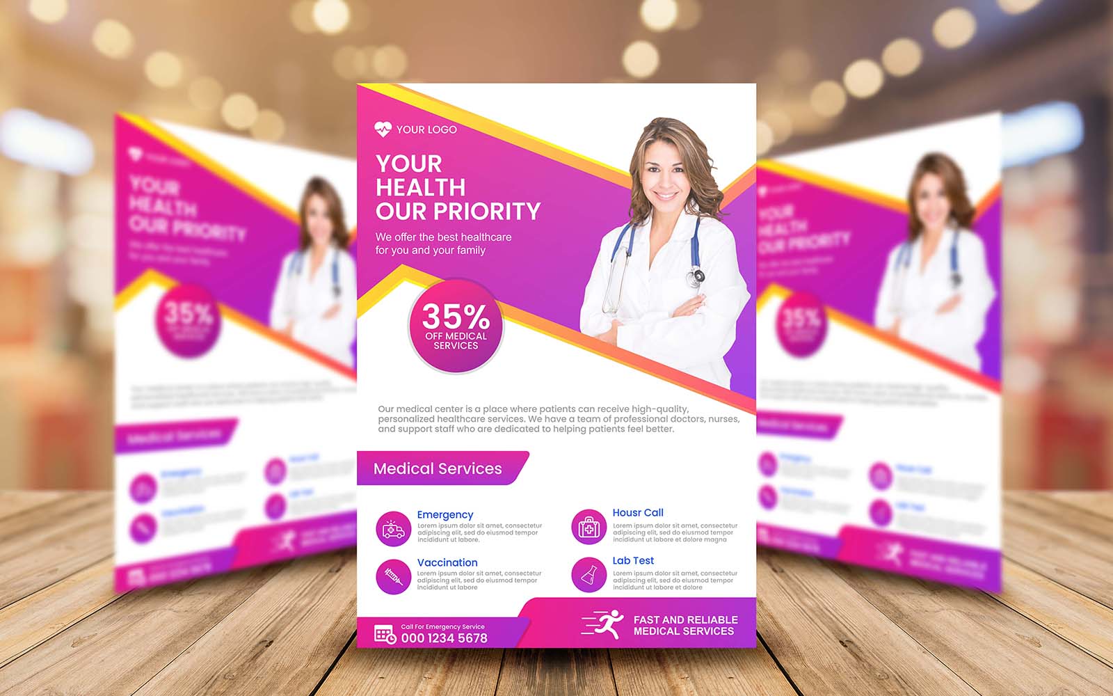 Medical Service Flyer Template Design