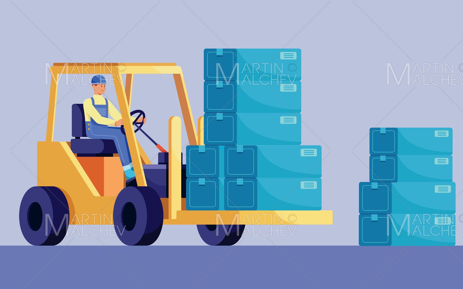 Forklift Truck Operator Vector Illustration