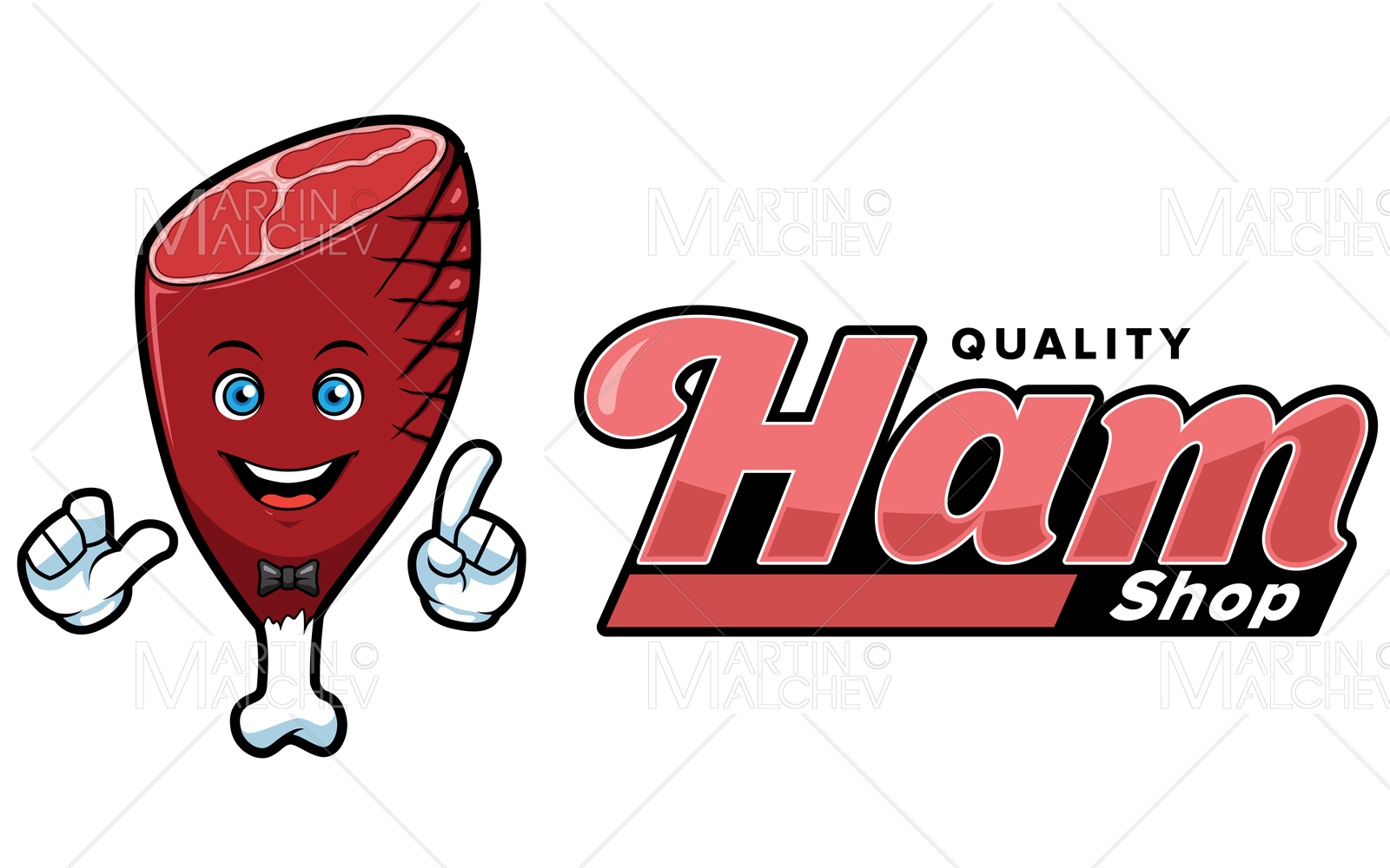 Ham Shop Mascot Vector Illustration