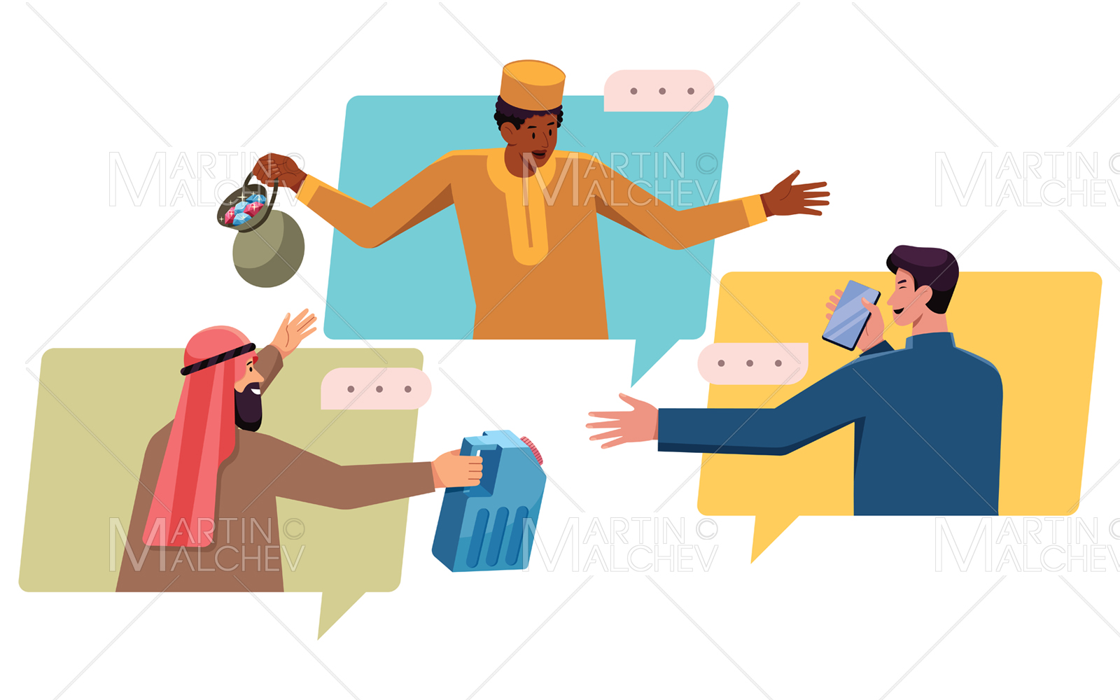 International Trade Online Vector Illustration