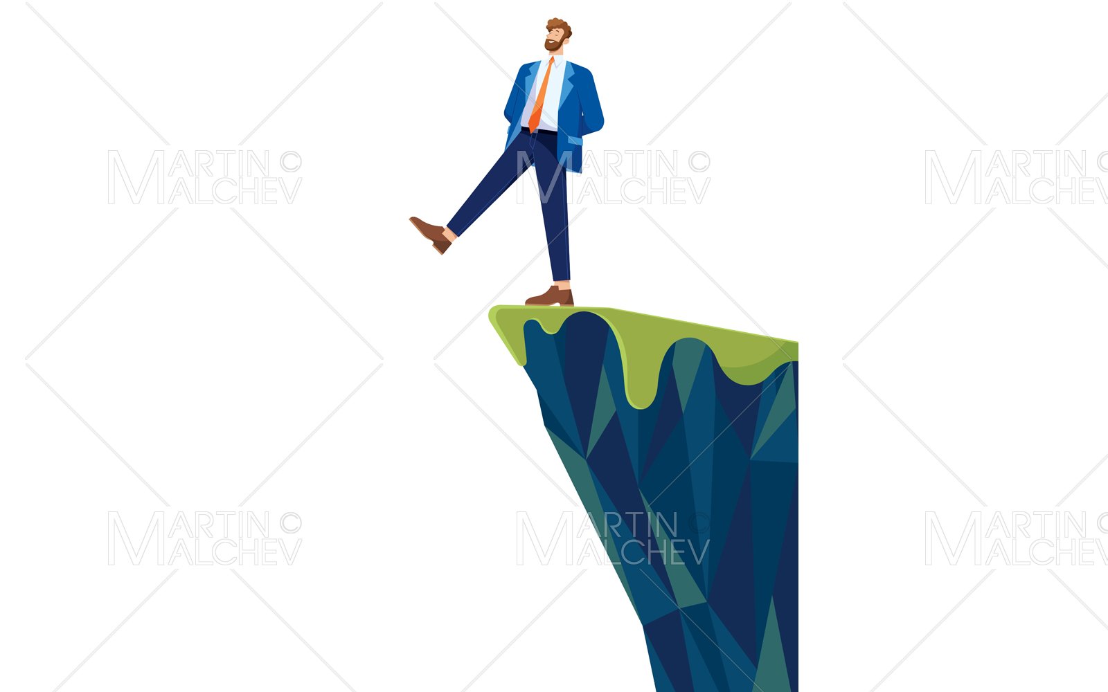 Over the Edge on White Vector Illustration