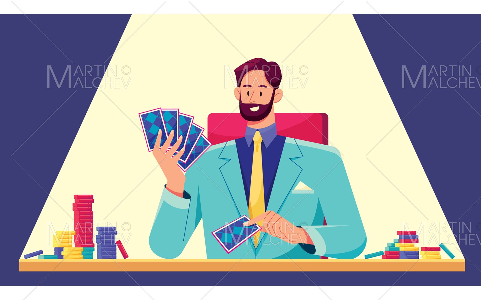 Poker Player Professional Vector Illustration