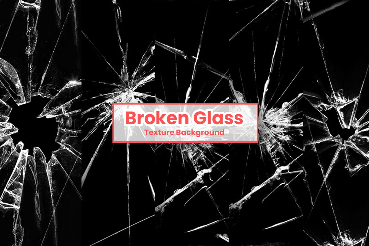 Broken glass dark background. Damaged glass texture