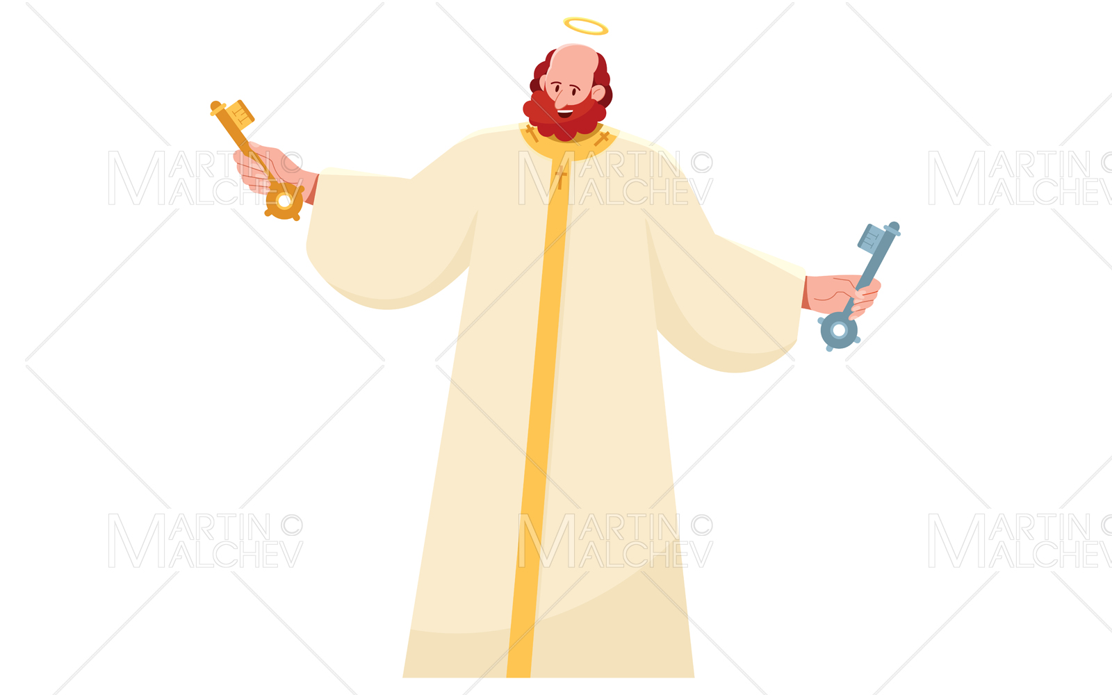 Saint Peter on White Vector Illustration