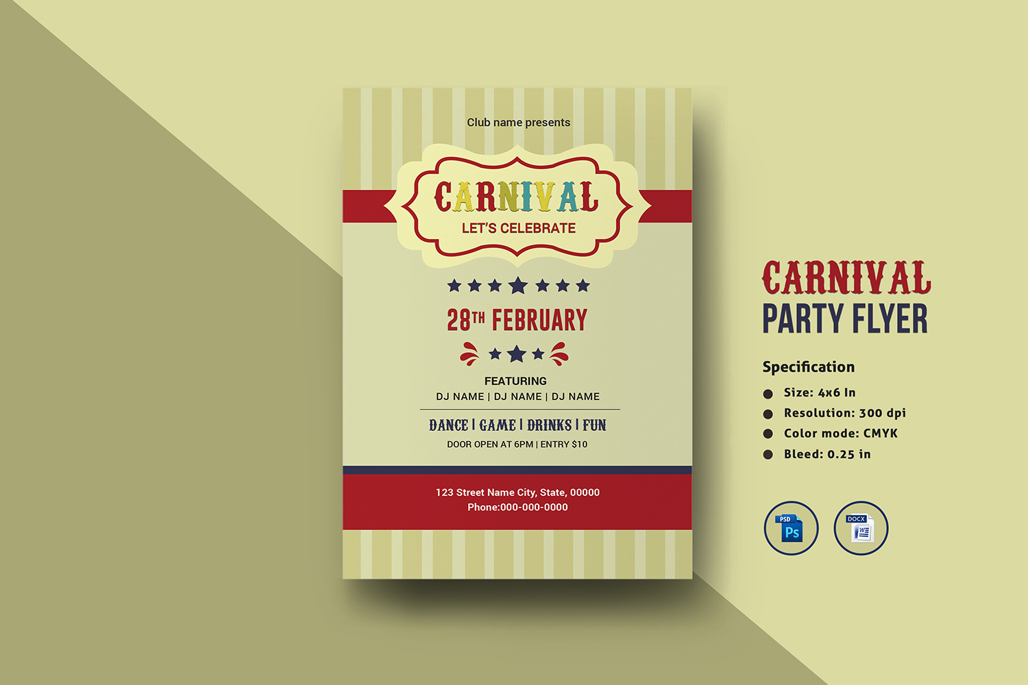 Carnival Party Invitation Flyer Template