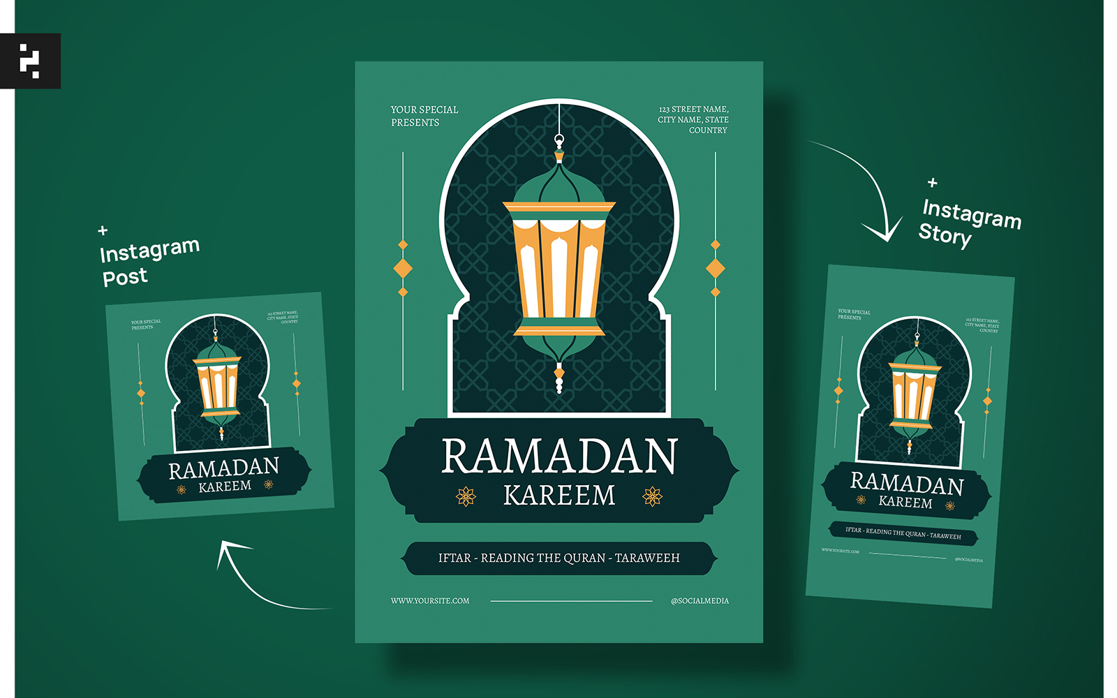 Simple Green Ramadan Kareem Flyer