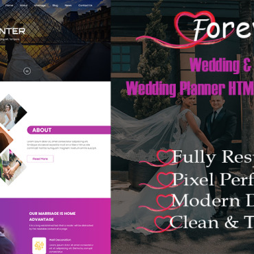 Planner Wedding Responsive Website Templates 313515