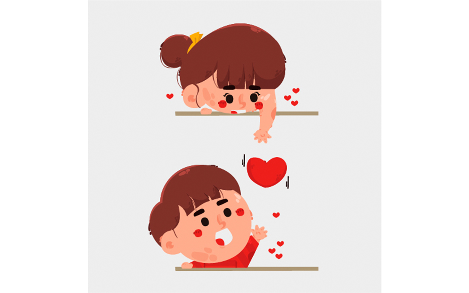 Couple Sending Heart Illustration