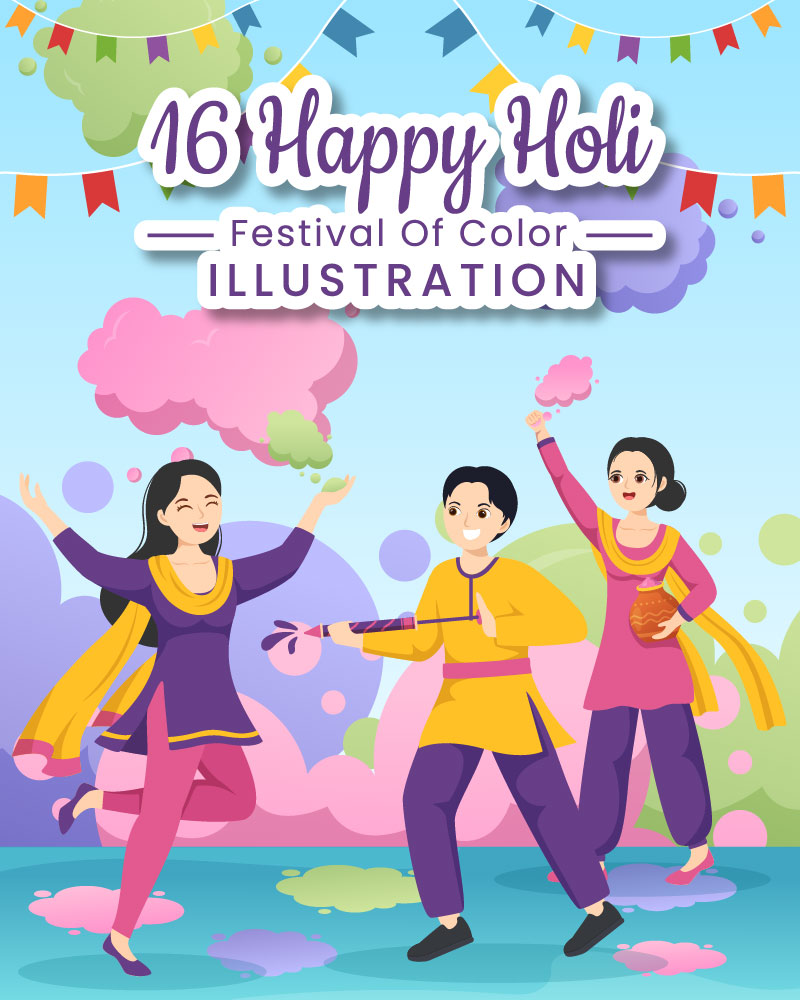 16 Happy Holi Festival Illustration