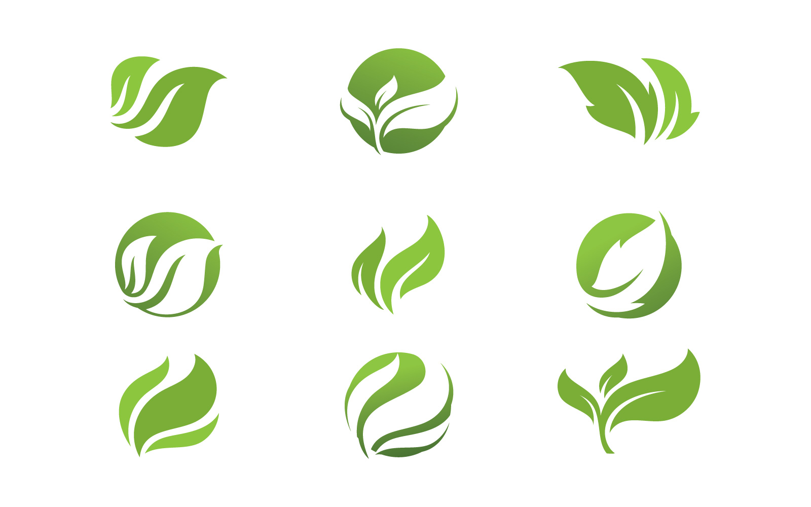 Green leaf logo icon  ecology element V14