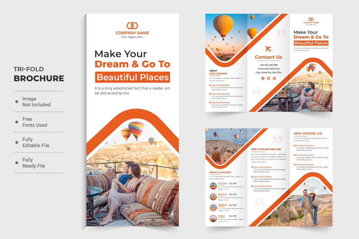 Vacation planner tri fold brochure
