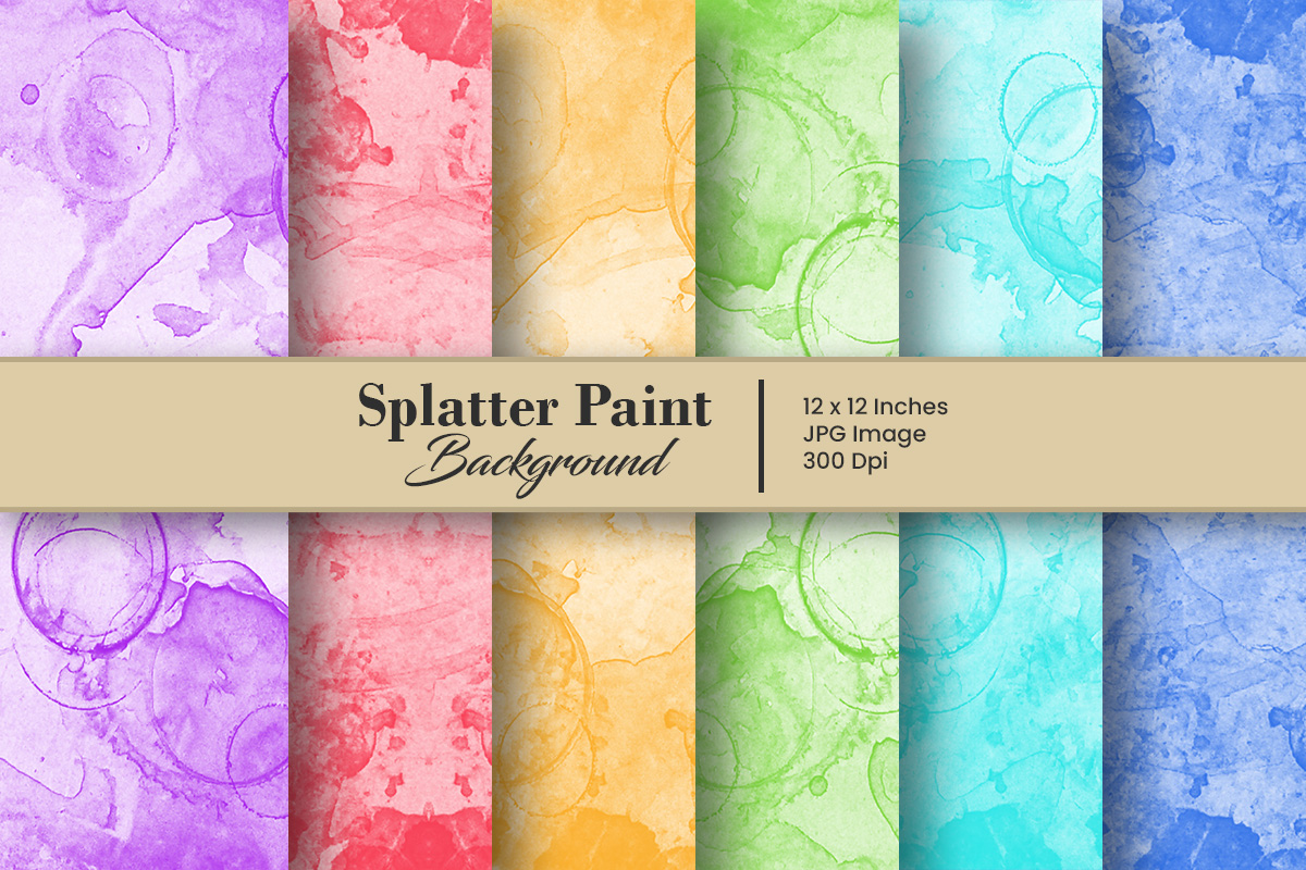 Abstract Paint Splatter Digital Paper Background. Watercolor ink splatter texture