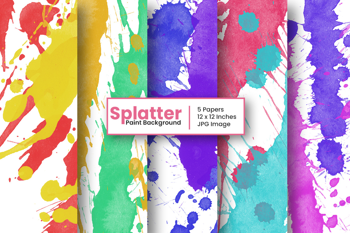 Abstract Paint Splatter Digital Paper Background and Watercolor ink splatter texture