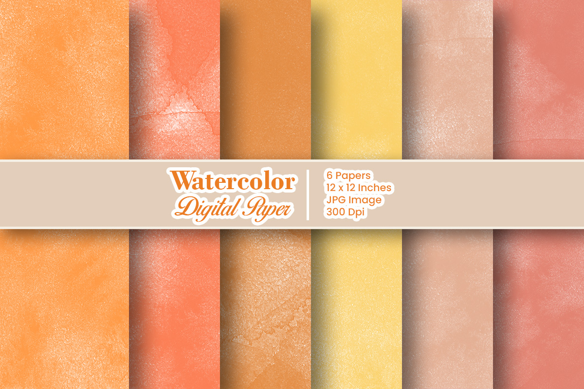 Orange pastel Watercolor digital paper or splashing texture background