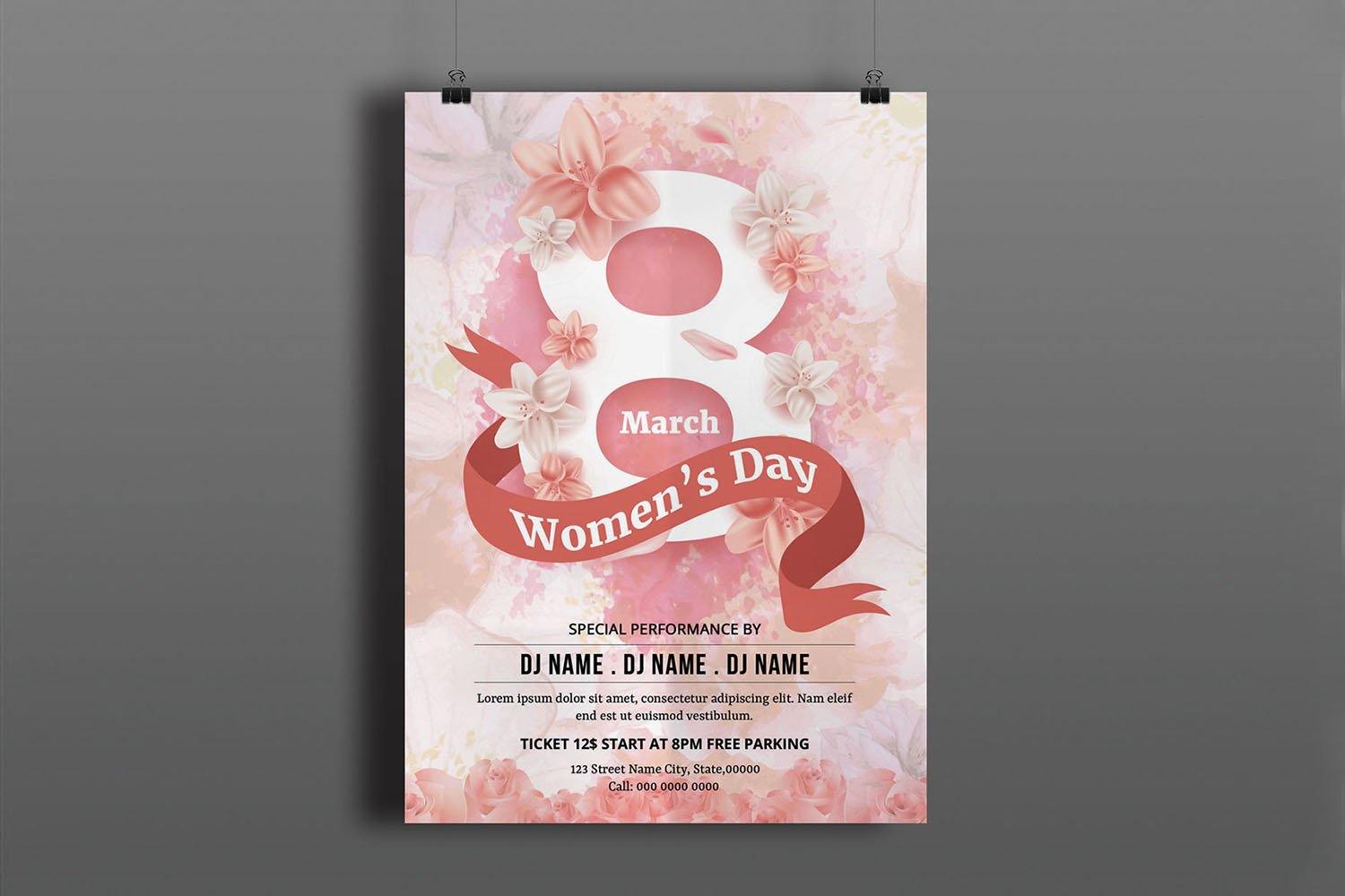 Women's Day Party Invitation Flyer Template