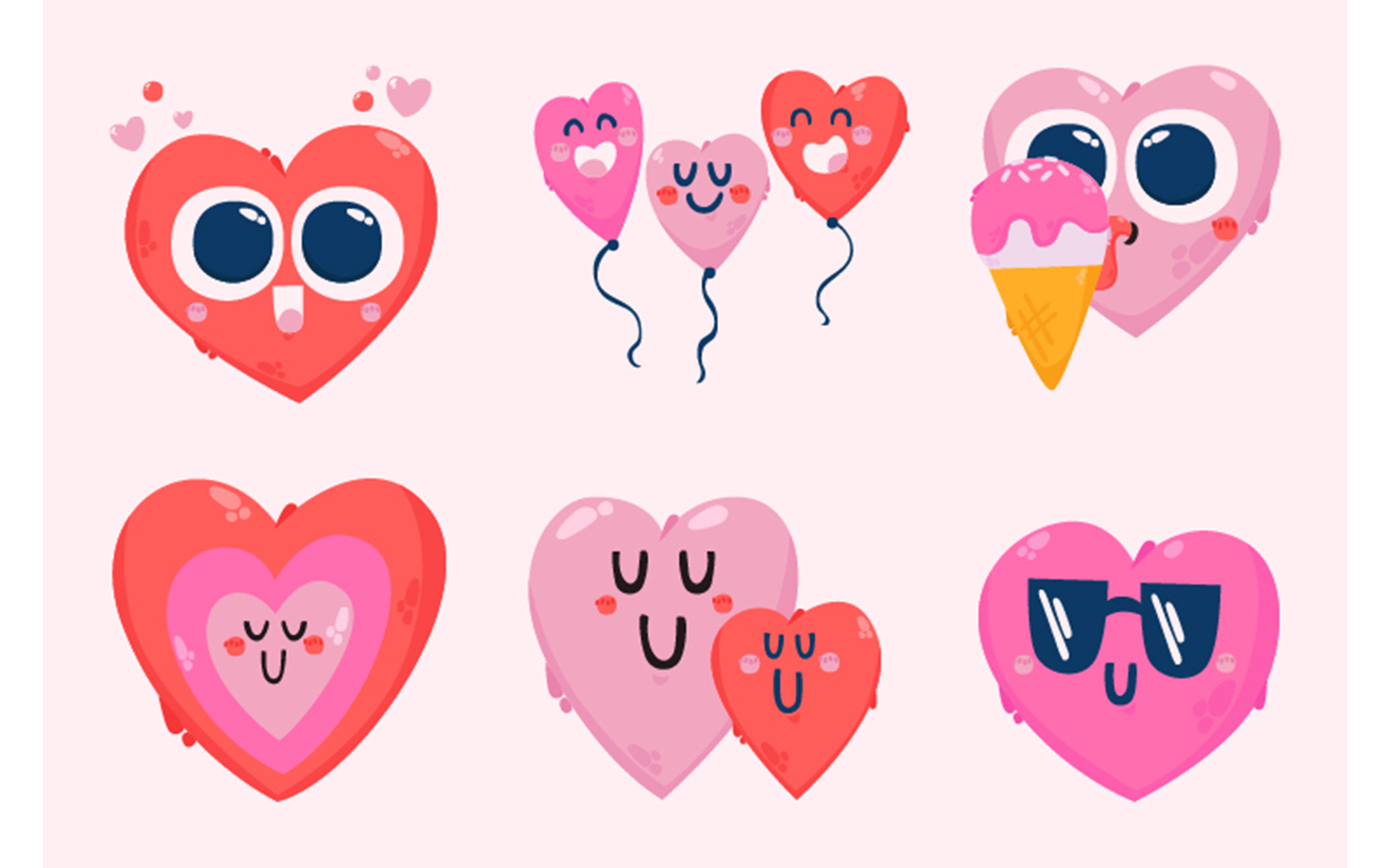 Heart Emoji Sticker Characters Illustration
