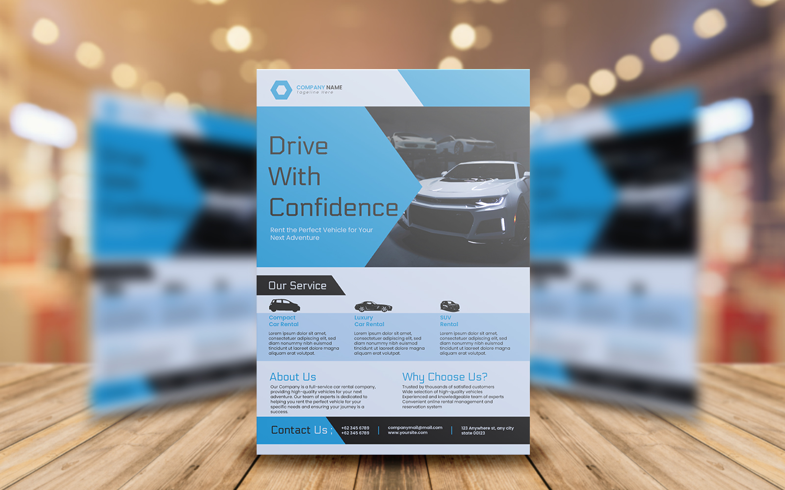 Car Rental Flyer Template Design