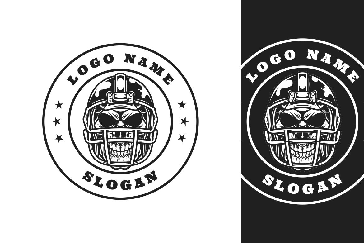 Skull Rugby Emblem Graphic Logo Design