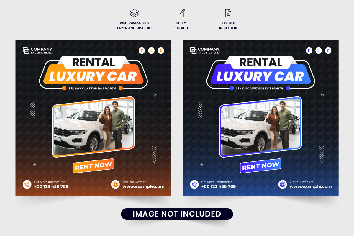 Rent a car business promotion template vector
