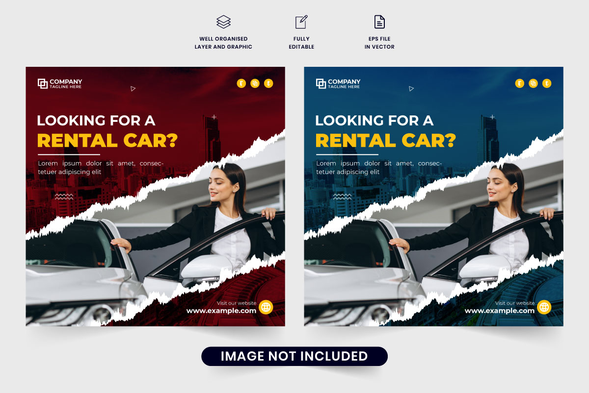 Car rental promotional template vector